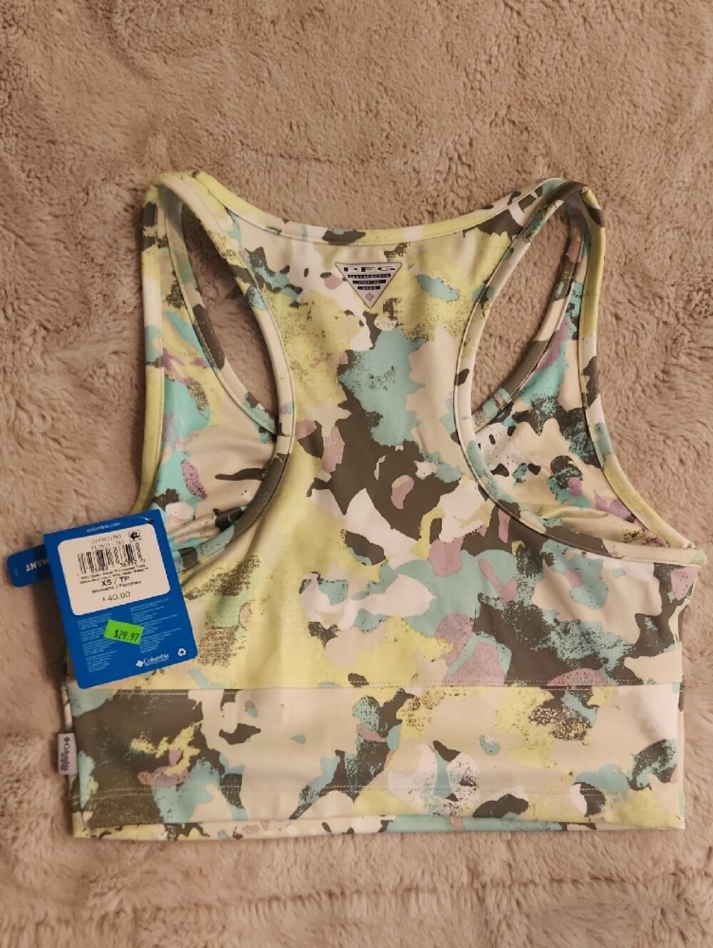 Columbia SET- Womans XS Mint Floral Crop Tank with S Mint Shorts - Picture 4 of 7